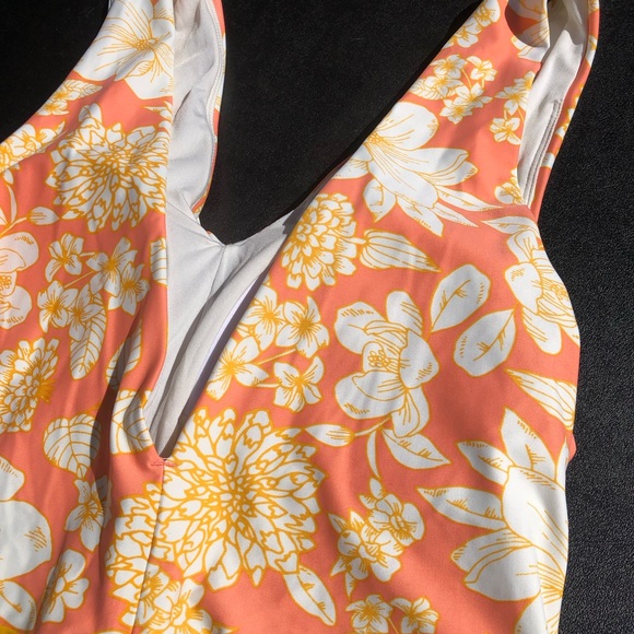 Matilda Jane Swimsuit Ladies Size Large Floral Tropical Orange Yellow One Piece - Picture 7 of 15